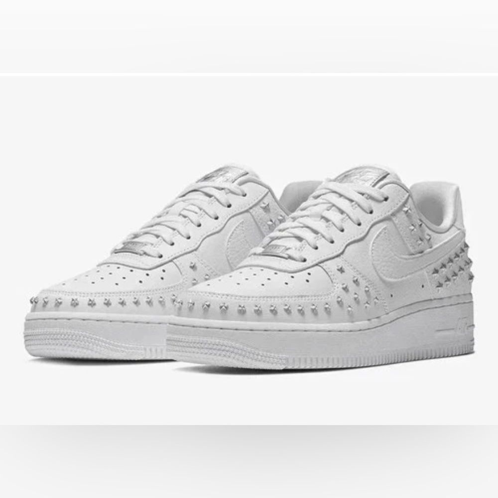 Nike Air Force 1 Low '07 XX "White Studded" star studs and silver metallic laces